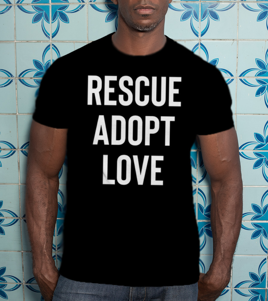 Shira Scott Rescue Adopt Love Black T-Shirt