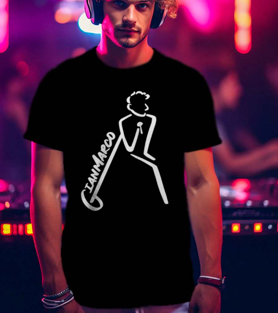 Gianmarco Leaning In GianMarco Microphone Icon Outline T-Shirt