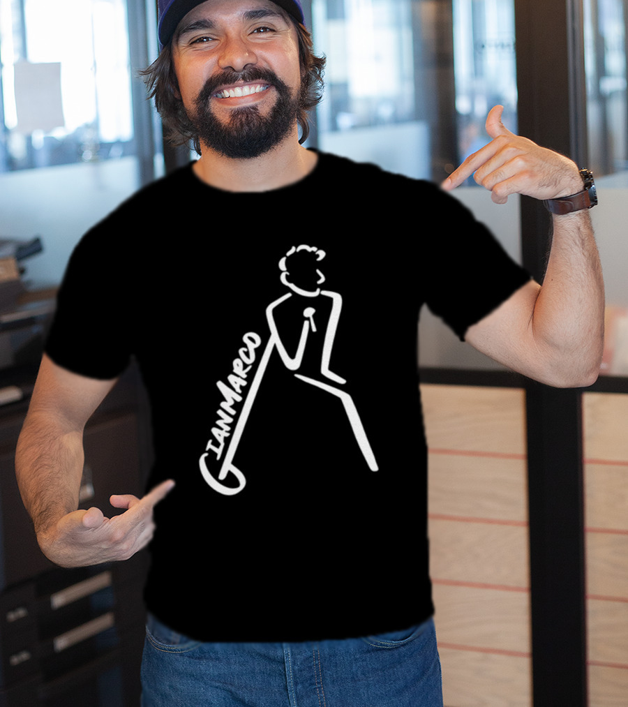Gianmarco Leaning In GianMarco Microphone Icon Outline T-Shirt