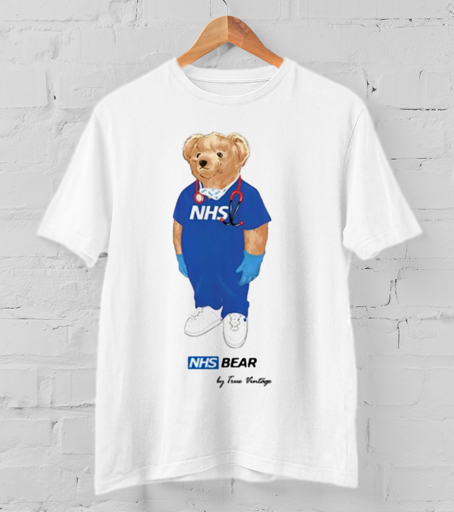 NHS Bear Blue Scrubs With Stethoscope And Gloves T-Shirt