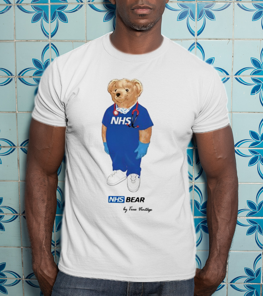 NHS Bear Blue Scrubs With Stethoscope And Gloves T-Shirt