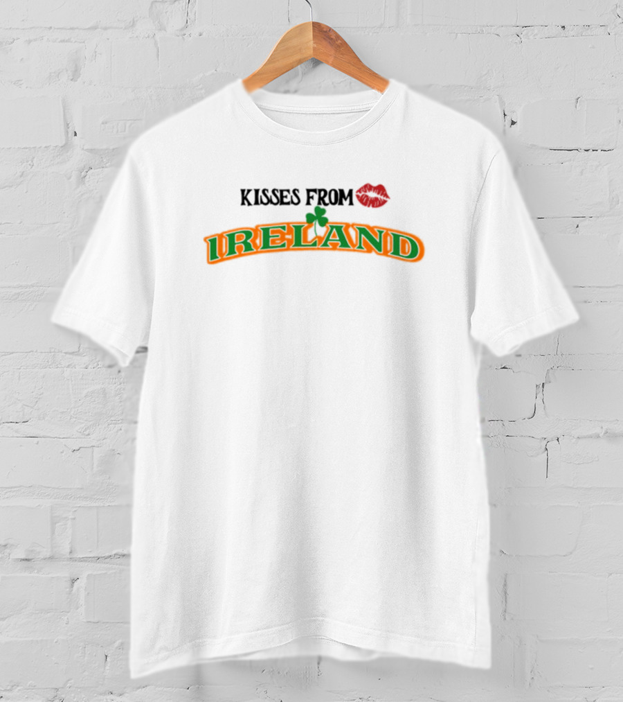 Kisses From Ireland Shamrock And Lip Print T-Shirt