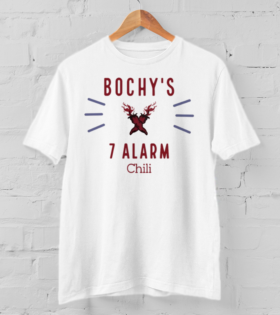 Bochy's 7 Alarm Chili With Flaming Peppers T-Shirt