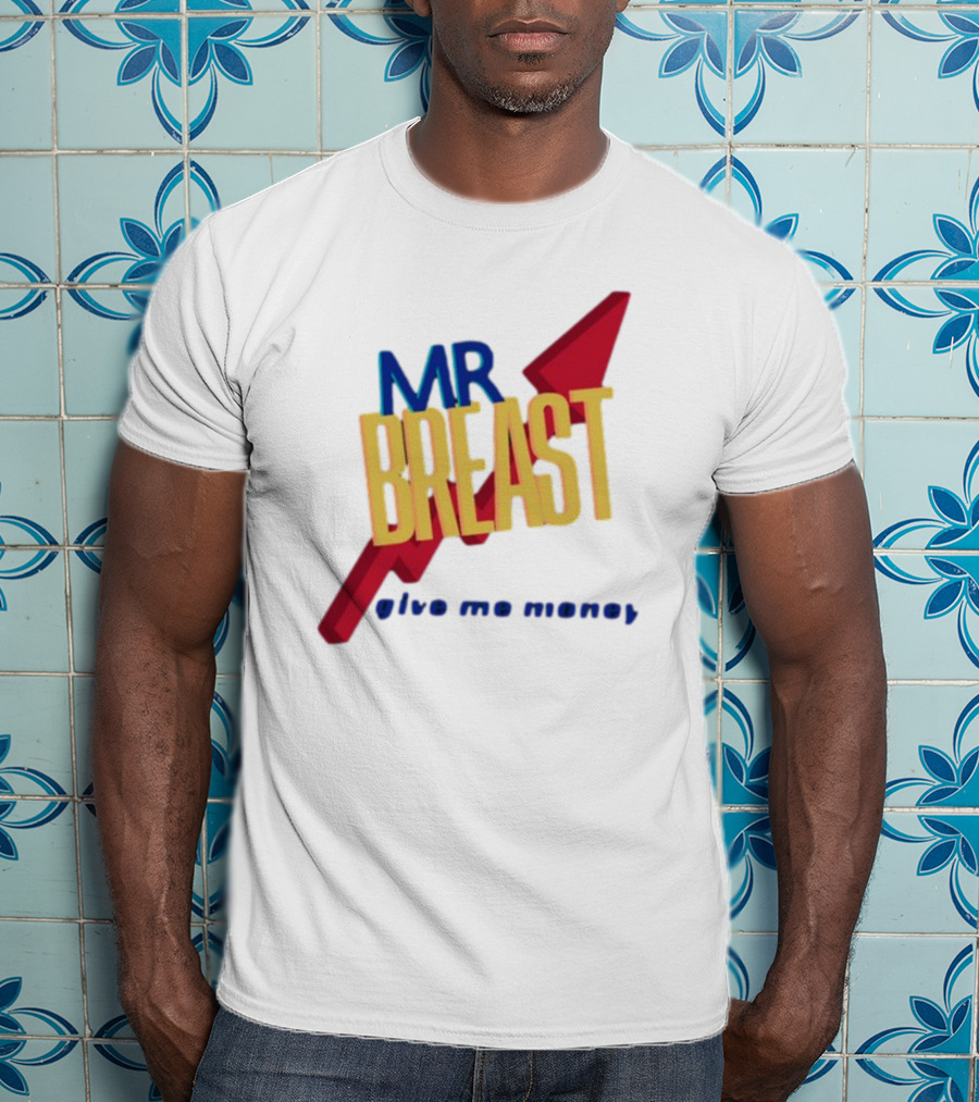 Mr Breast Give Me Money Retro Style Iconic T-Shirt