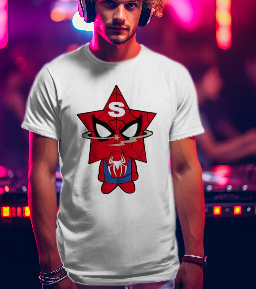 Star Character With Superhero Web Icon And Red Suit T-Shirt