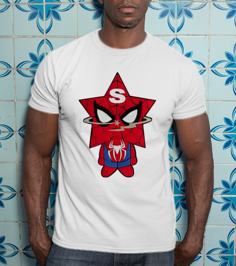 Star Character With Superhero Web Icon And Red Suit T-Shirt