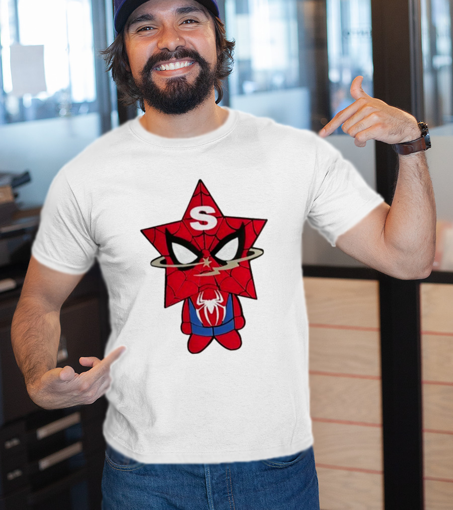 Star Character With Superhero Web Icon And Red Suit T-Shirt