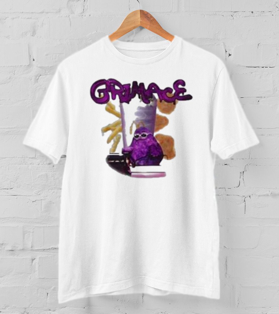 Grimace Giggle Grab Purple Character With Sunglasses T-Shirt