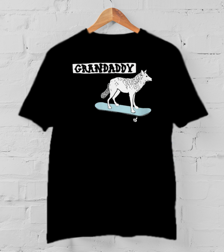 Grandaddy Wolf On Skateboard Blu Wav T-Shirt
