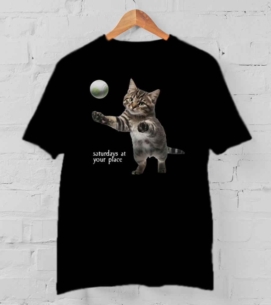 No Sleep Records Cat Playing Tennis Ball Saturdays At Your Place T-Shirt