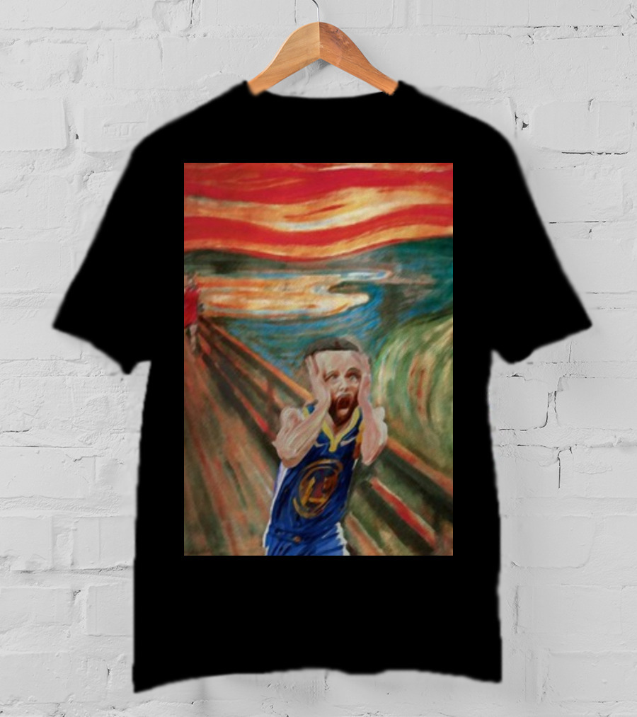 Curry The Scream Basketball Star Meets Iconic Painting Fusion T-Shirt
