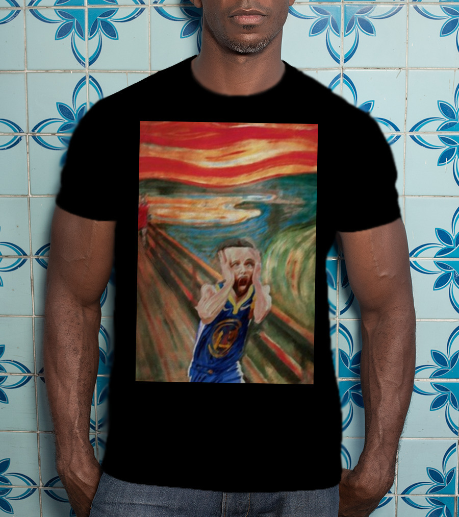 Curry The Scream Basketball Star Meets Iconic Painting Fusion T-Shirt