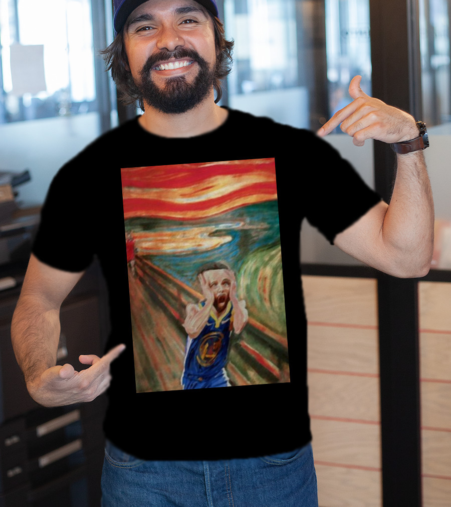 Curry The Scream Basketball Star Meets Iconic Painting Fusion T-Shirt
