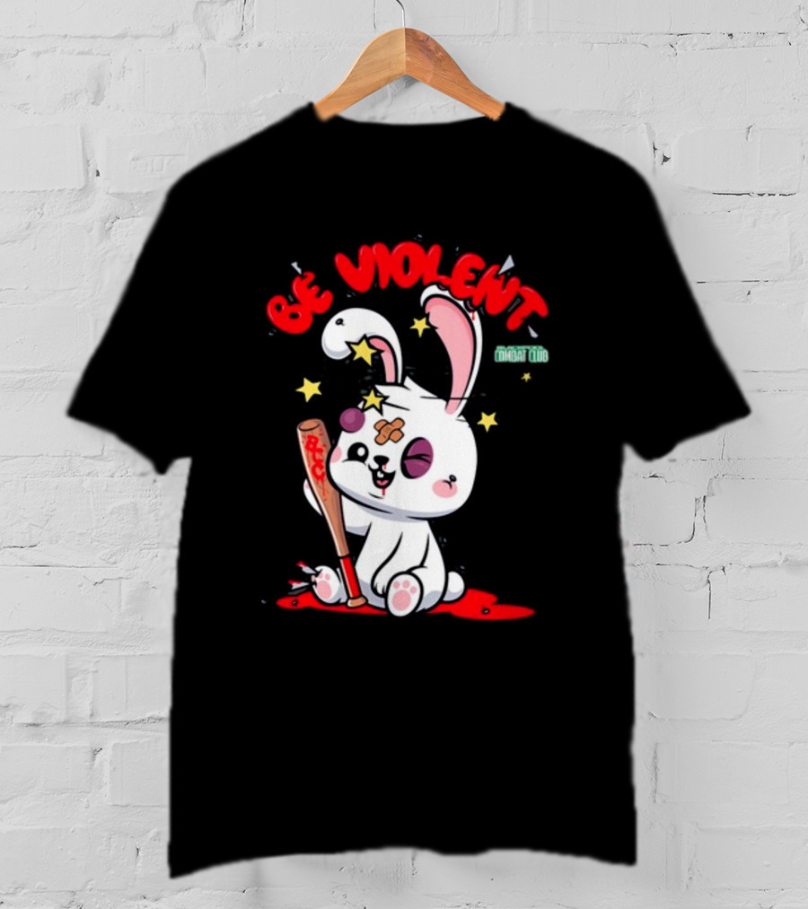 Be Violent Combat Club Rabbit With Bat T-Shirt