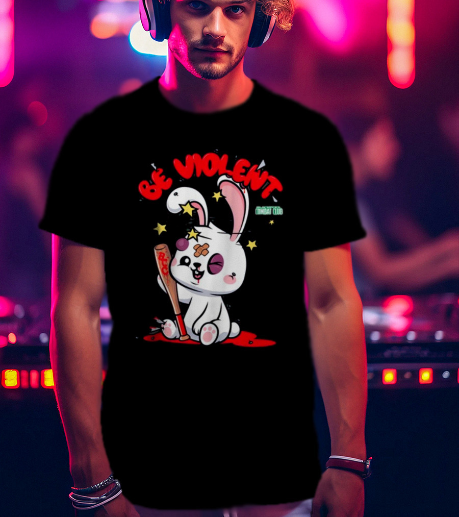 Be Violent Combat Club Rabbit With Bat T-Shirt