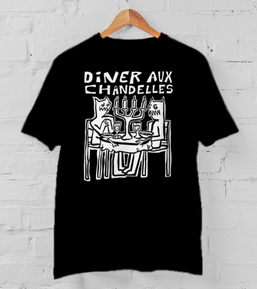 Iskream5 Diner Aux Chandelles Candlelit Dinner With Cat Creatures T-Shirt