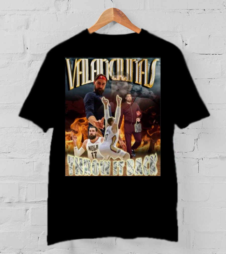 Valanciunas Throw It Back NOLA 17 Basketball Flames T-Shirt