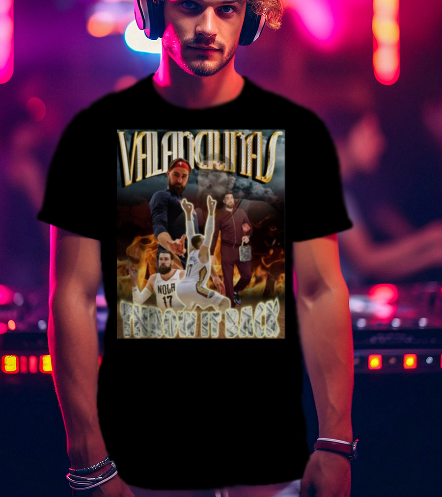Valanciunas Throw It Back NOLA 17 Basketball Flames T-Shirt