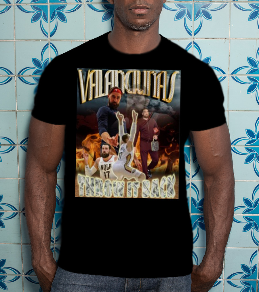 Valanciunas Throw It Back NOLA 17 Basketball Flames T-Shirt