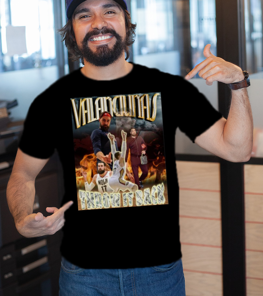 Valanciunas Throw It Back NOLA 17 Basketball Flames T-Shirt