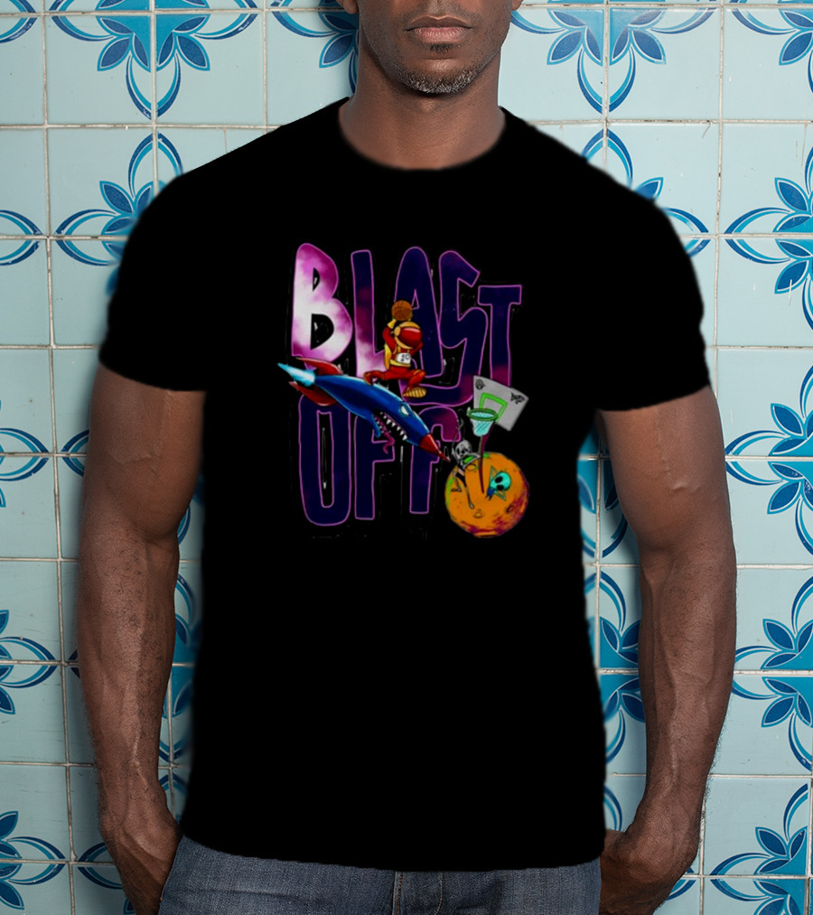 Blast Off Basketball Rocket Dunk Sports Fan T-Shirt