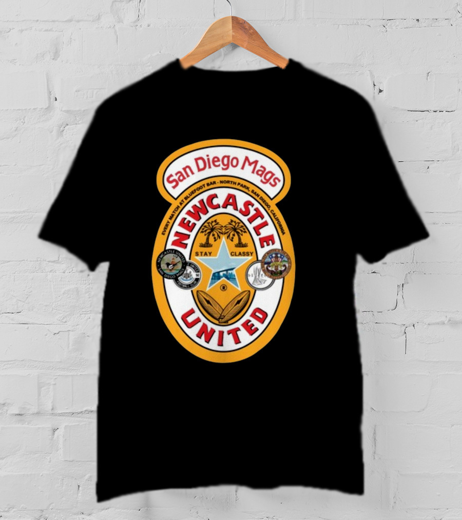 San Diego Mags Newcastle United Stay Classy So Cal Geordie Badge T-Shirt