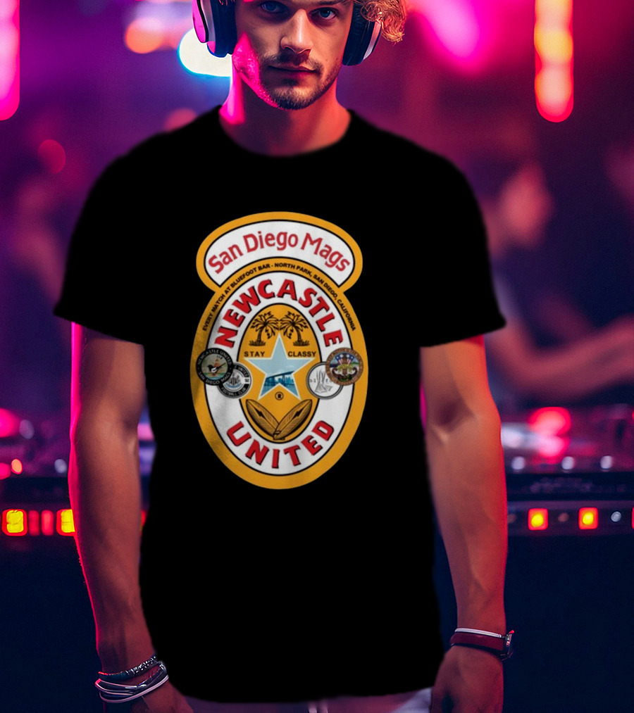 San Diego Mags Newcastle United Stay Classy So Cal Geordie Badge T-Shirt