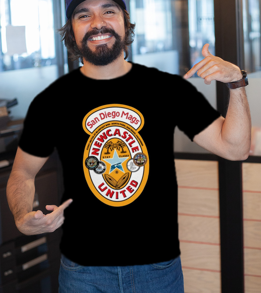 San Diego Mags Newcastle United Stay Classy So Cal Geordie Badge T-Shirt