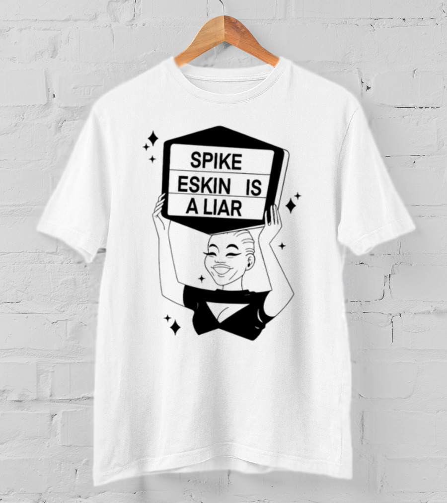 Spike Eskin Is A Liar With Cartoon Character Hand Sign Display T-Shirt