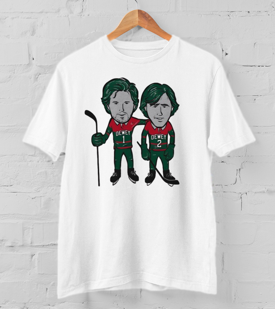 Minnesota Wild Meet The Deweys Sotastick Dewey 1 Dewey 2 Hockey Players T-Shirt
