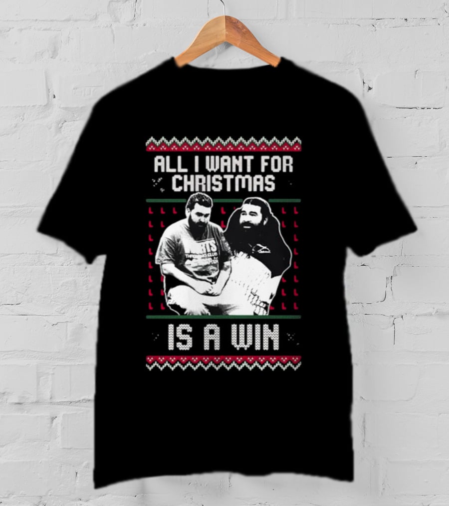 All I Want For Christmas Is A Win Featuring Festive Duo In Holiday Sweaters T-Shirt