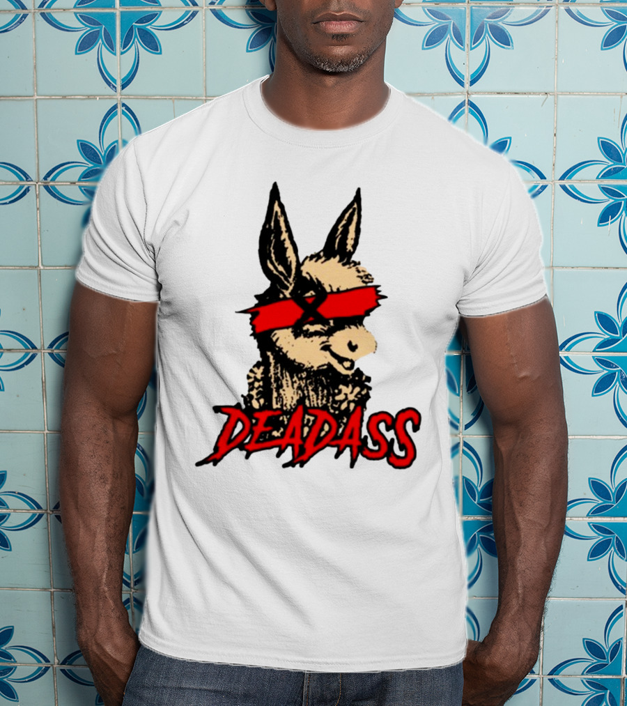 Deadass Red Blindfold Cartoon Donkey T-Shirt