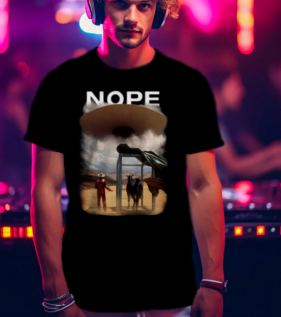 NOPE The Star Lasso Experience With UFO Above Cow And Cowboy T-Shirt