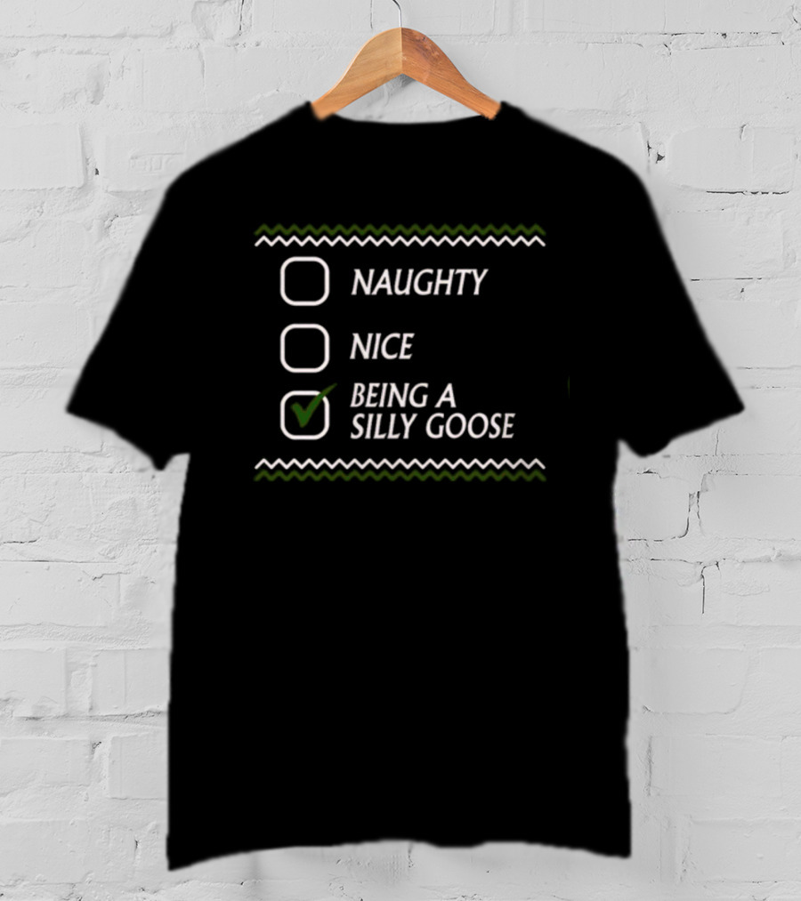Naughty Nice Being A Silly Goose Checked T-Shirt