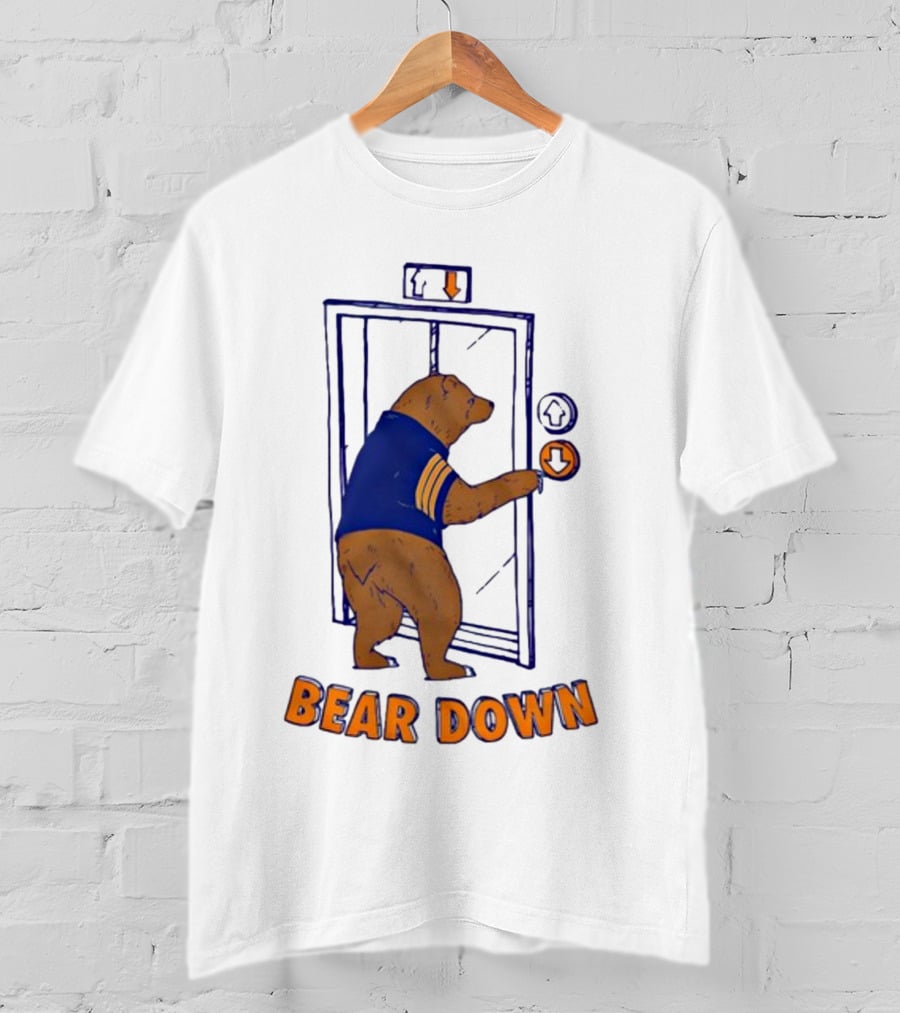 Bear Down Bear In Blue Jersey Pressing Elevator Button T-Shirt
