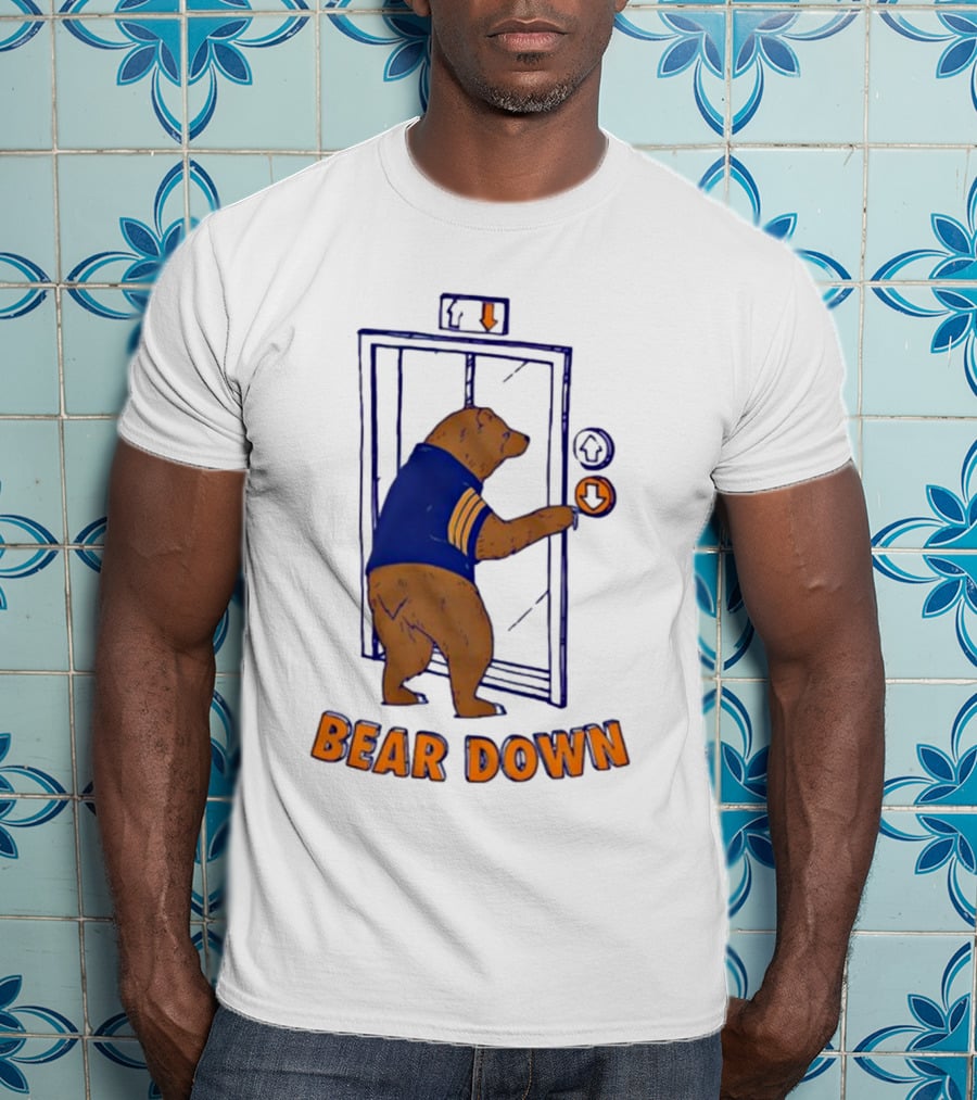 Bear Down Bear In Blue Jersey Pressing Elevator Button T-Shirt
