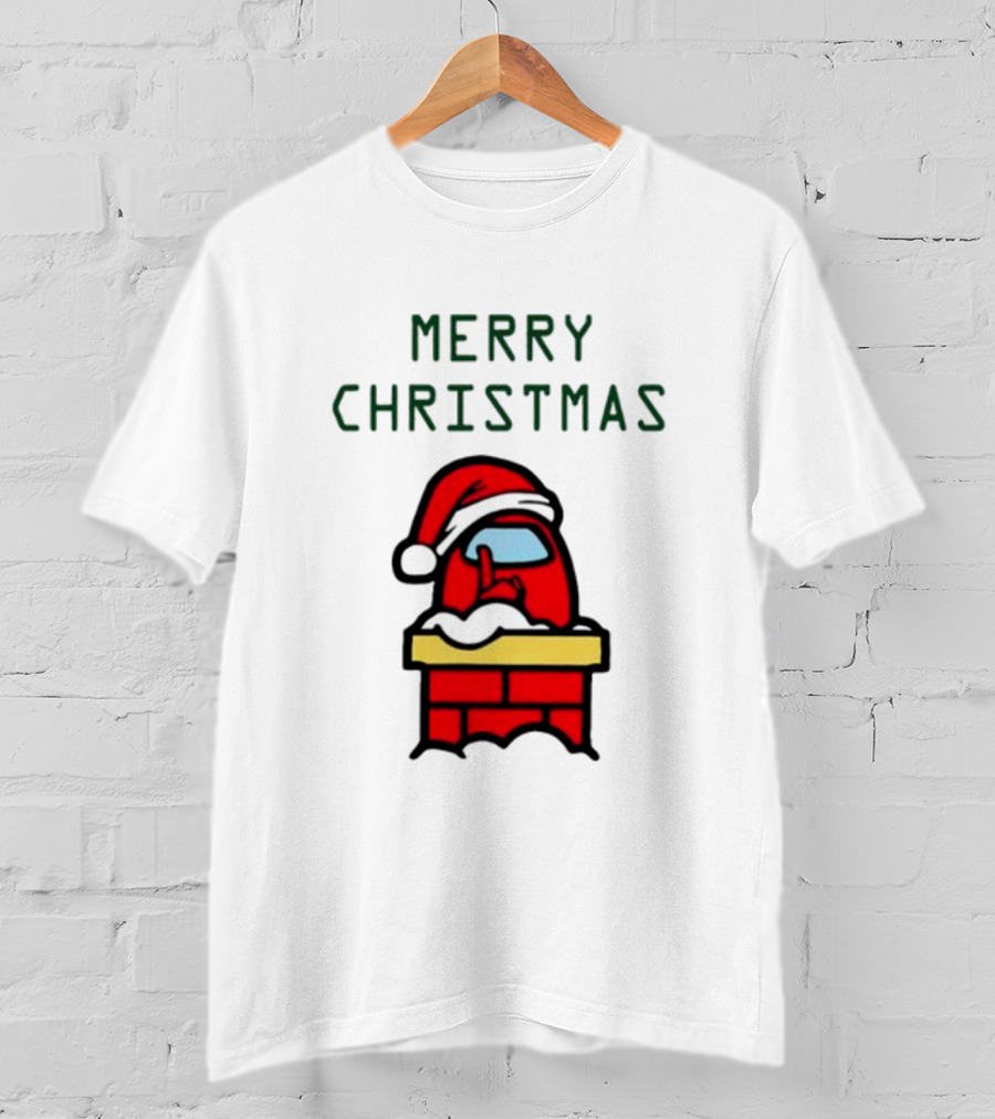 Among Us Santa Red Merry Christmas Chimney Crewmate T-Shirt