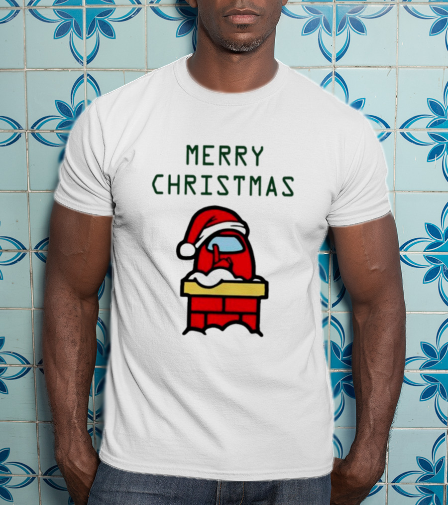 Among Us Santa Red Merry Christmas Chimney Crewmate T-Shirt