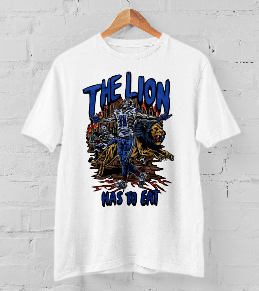 The Lion Has To Eat Retros Themed Football Warrior T-Shirt