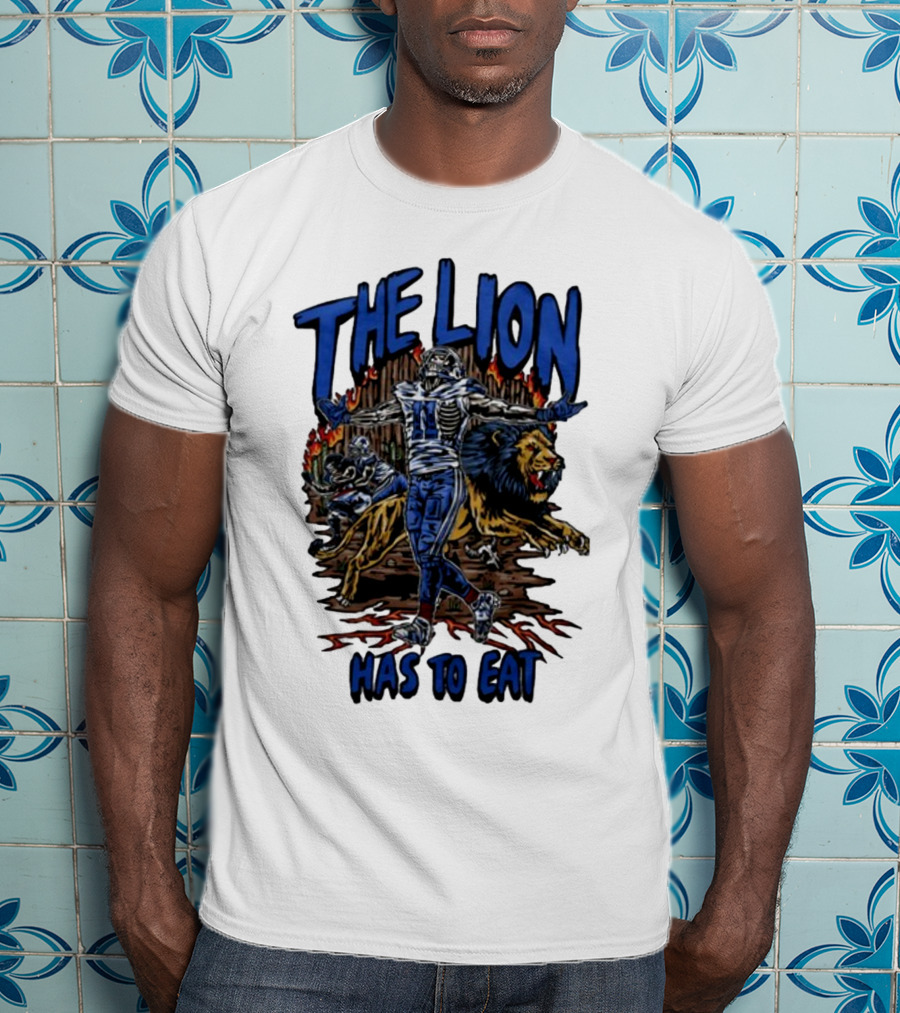 The Lion Has To Eat Retros Themed Football Warrior T-Shirt
