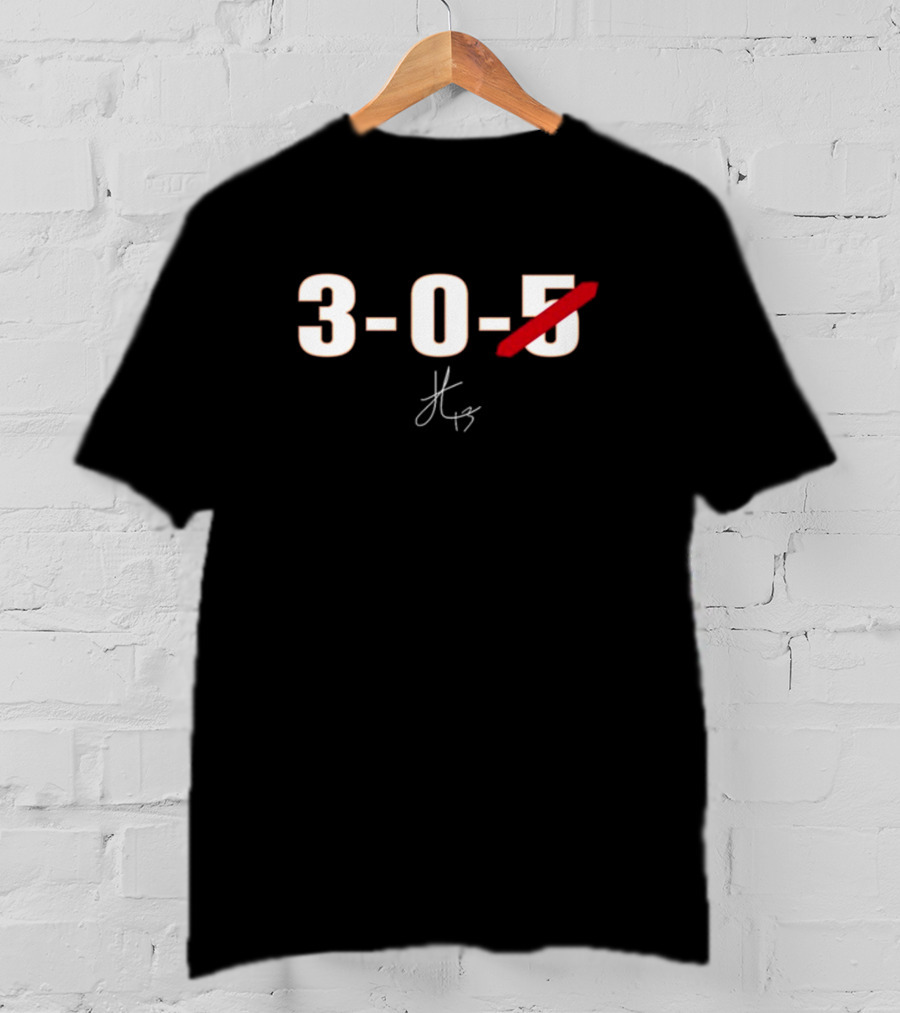 Jordan Travis 3-0-5 Signature Red Strike Through T-Shirt