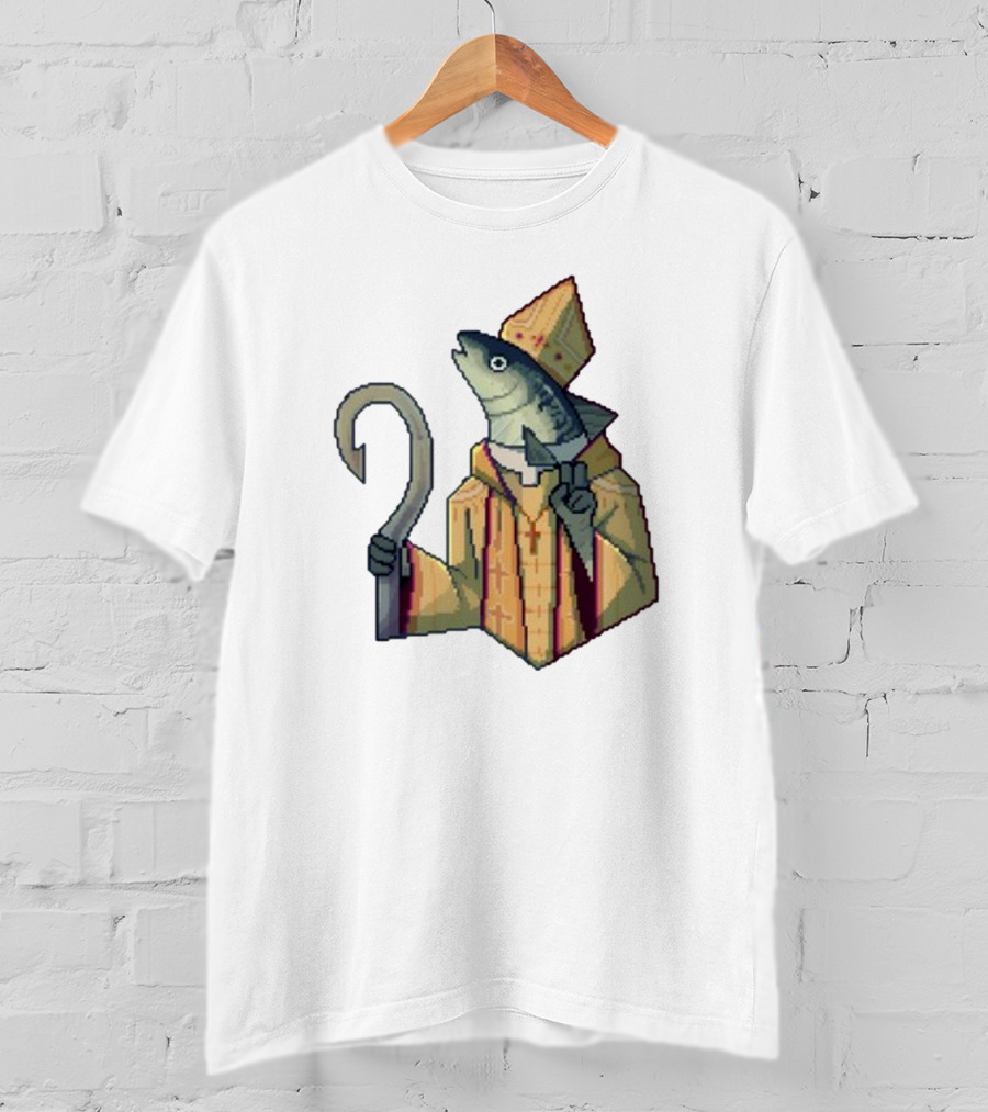 May Could Be With You Holy Mackerel Fish Bishop Pixel T-Shirt
