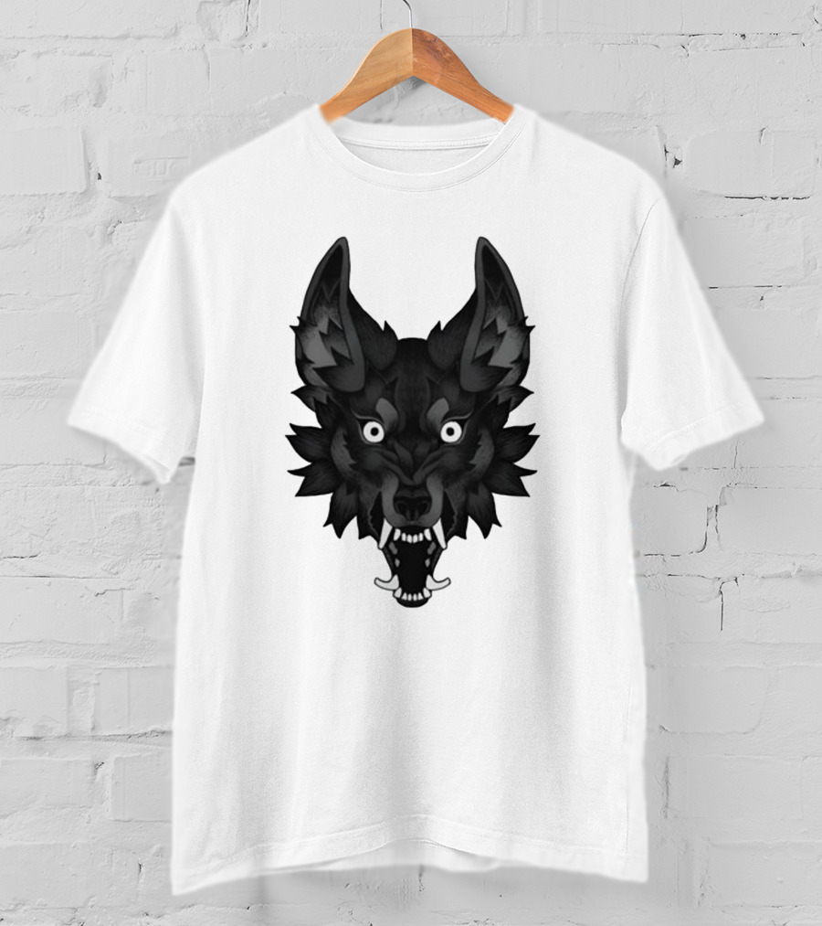Snarling Wolf Head Monochrome T-Shirt