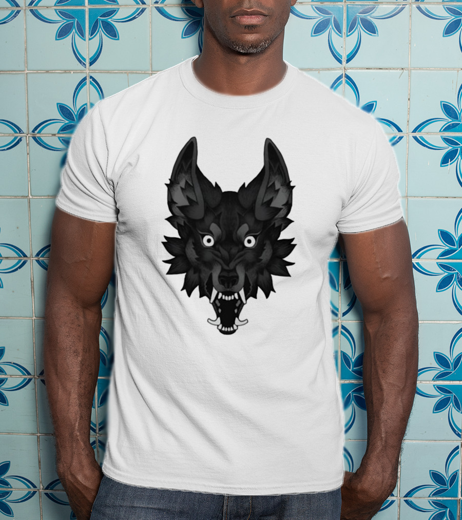 Snarling Wolf Head Monochrome T-Shirt
