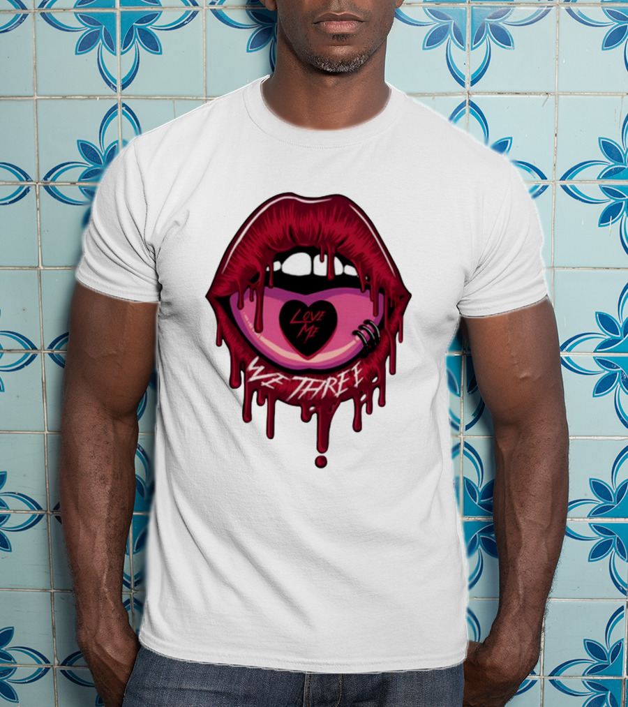 We Three Love Me Dripping Lips Heart Tattoo T-Shirt