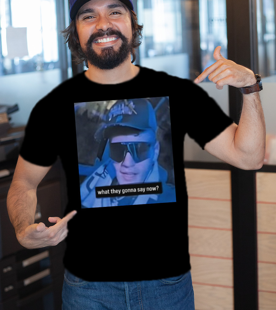 What They Gonna Say Now - Man In Sunglasses And Cap With Blue Tint T-Shirt