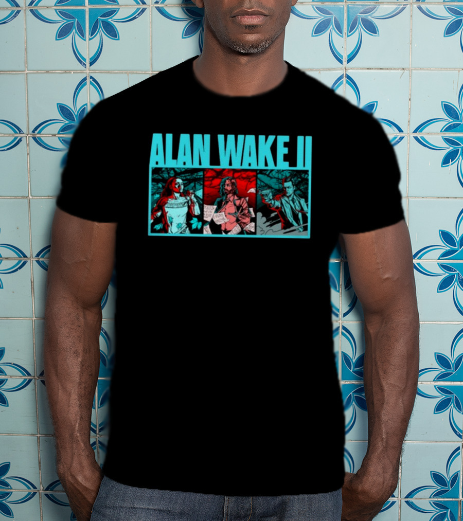 ALAN WAKE II Comic Style Three Panel T-Shirt