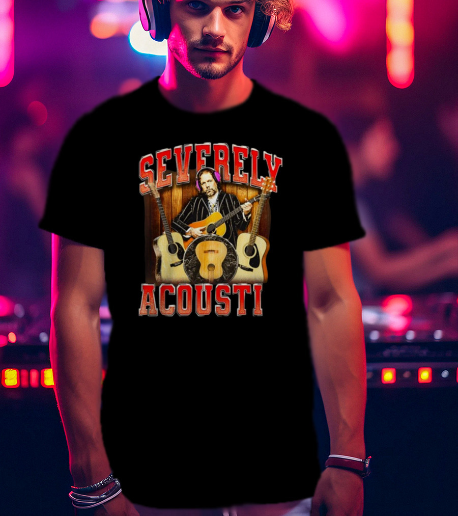 Notsafeforwear Severely Acoustic Guitars And Musician With Headphones T-Shirt
