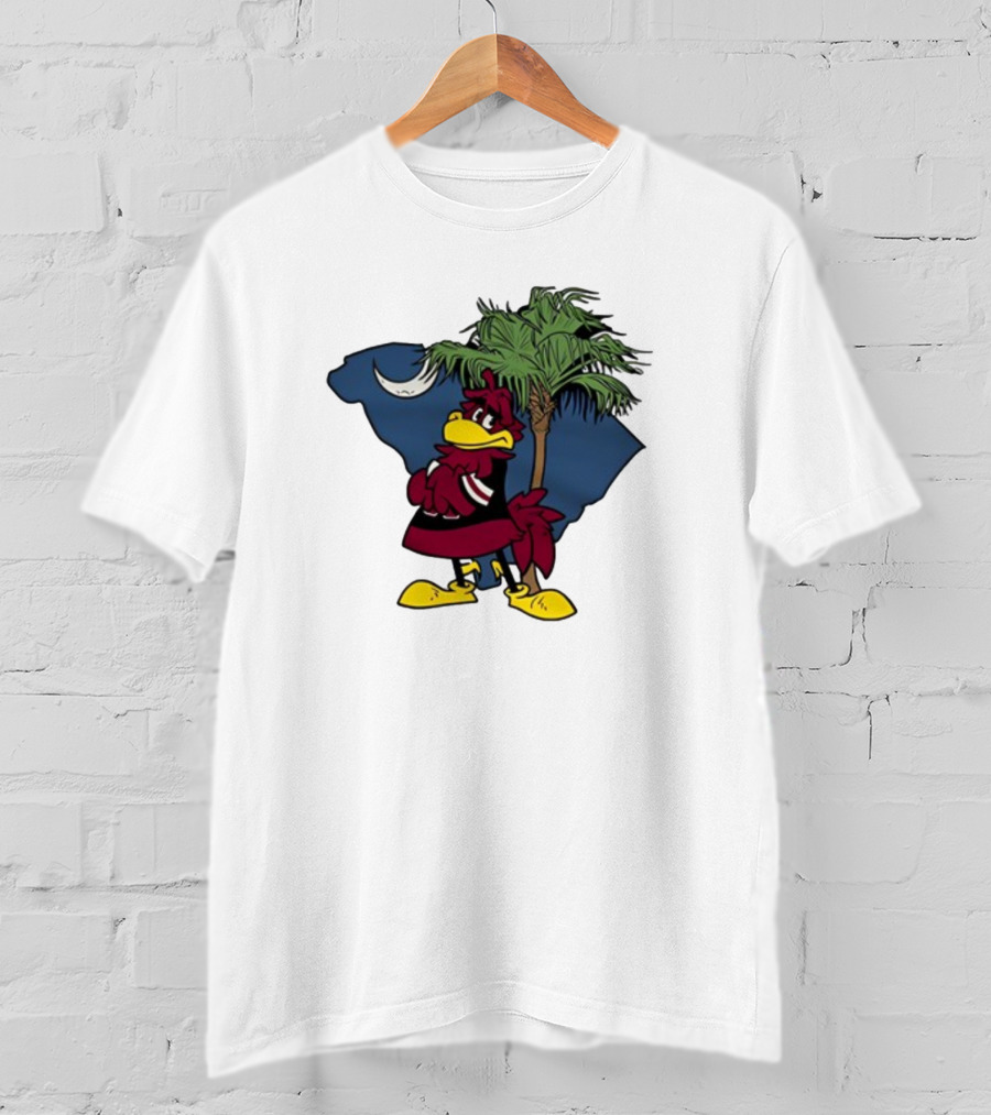 South Carolina Gamecock With Palmetto And Crescent Moon T-Shirt