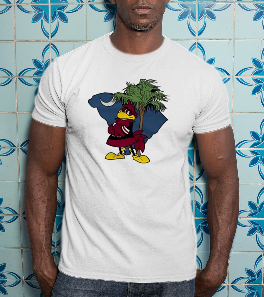 South Carolina Gamecock With Palmetto And Crescent Moon T-Shirt